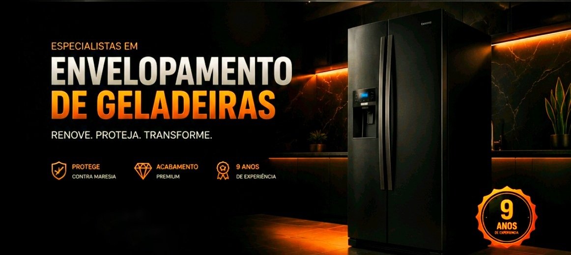 Especialistas em envelopamento de geladeiras — Renove, proteja, transforme
